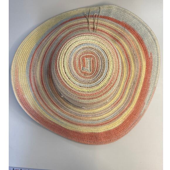 Island Beach Sunhat  Size OS in Cream and Pastels - Picture 4 of 6